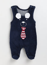 Boys Striped Top with Full Romper - Dog Tie